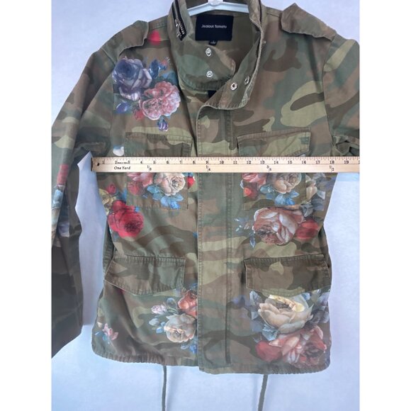 Floral Camouflage Military Style Jacket Jealous Tomato Utility Zipper Snap - Picture 7 of 14